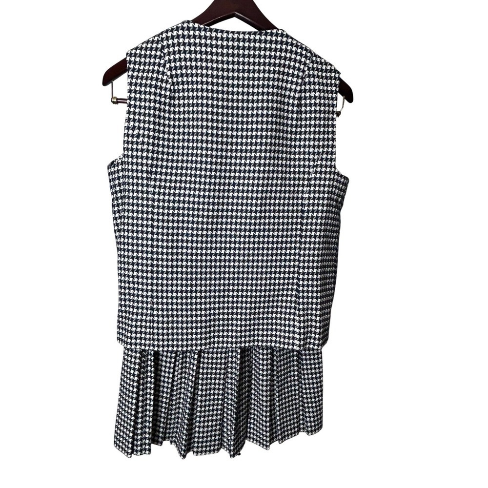 Vintage Herman Marcus Black White Houndstooth Vest and Pleated Skirt Set Size 12 - Picture 4 of 11